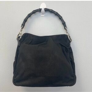 Gucci Black Women's Shoulder Bag with Bamboo Handle